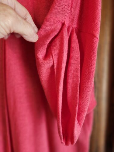 Maglione cardigan aperto misto lino J Jill maniche corte rosa anguria grande - Foto 2 di 5