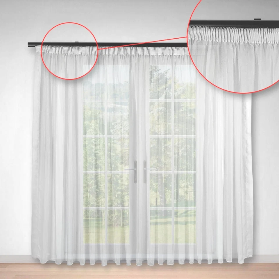 Curtains with curling ribbon and lead ribbon white curtain scarves made of semi-transparent - Image 2 of 4