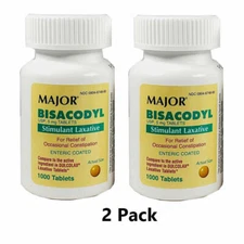 2xMajor Bisacodyl5mg EC Tablet Stimulant Laxative GenericDulcolax 1000Count 2/26