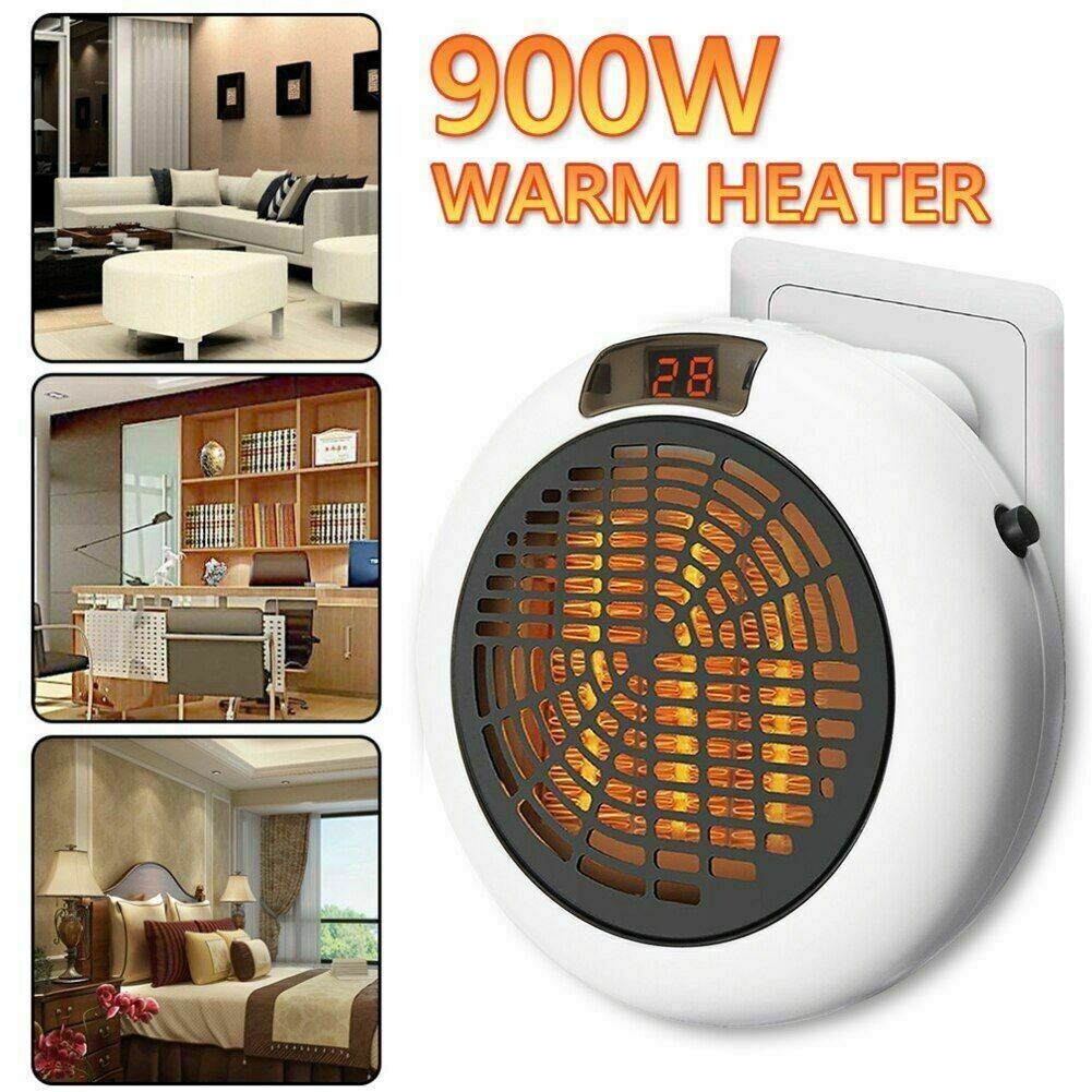 900W Portable LED Digital Electric Heater Wall Sockets Mini Fan With Timer  Home | eBay