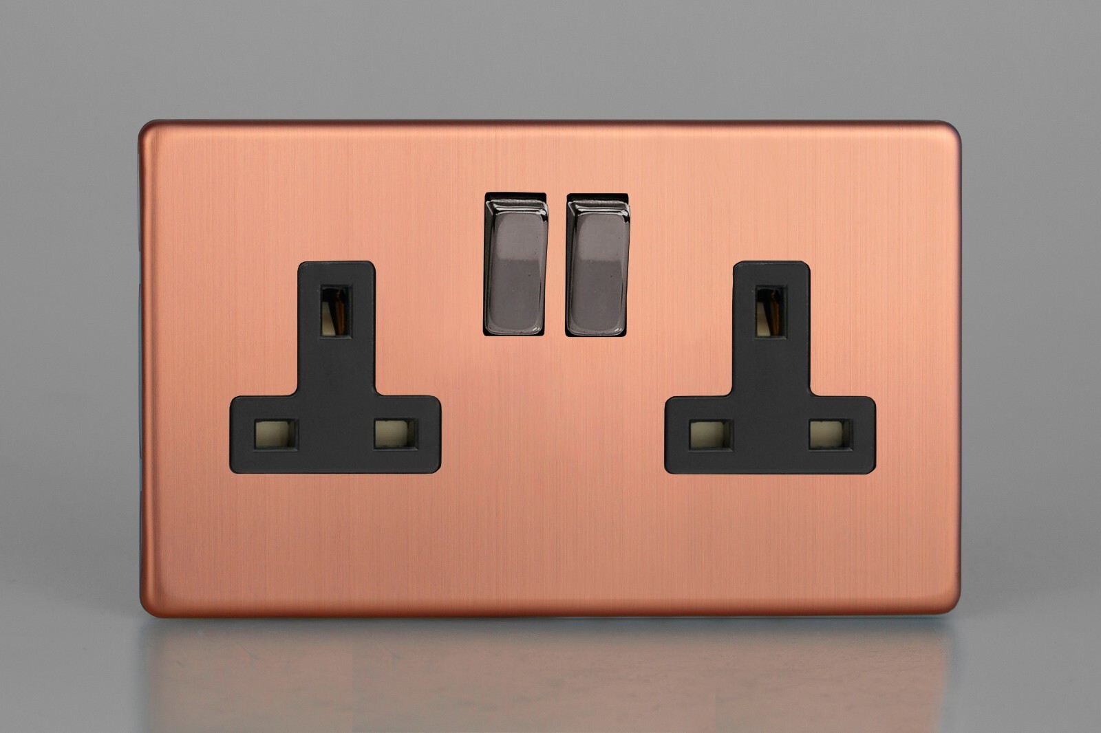Varilight XDY5BS.BC Urban Screwless Brushed Copper 2 Gang 13A DP Switched Socket