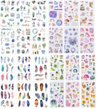 6 Sheets Washi Journal Planner Paper Feather Unicorn Cactus Sticker Scrapbook
