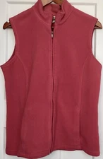 L.L. Bean Fleece Vest Women's Size Large Dusty Pink Full Zip USA Fabrics Vintage