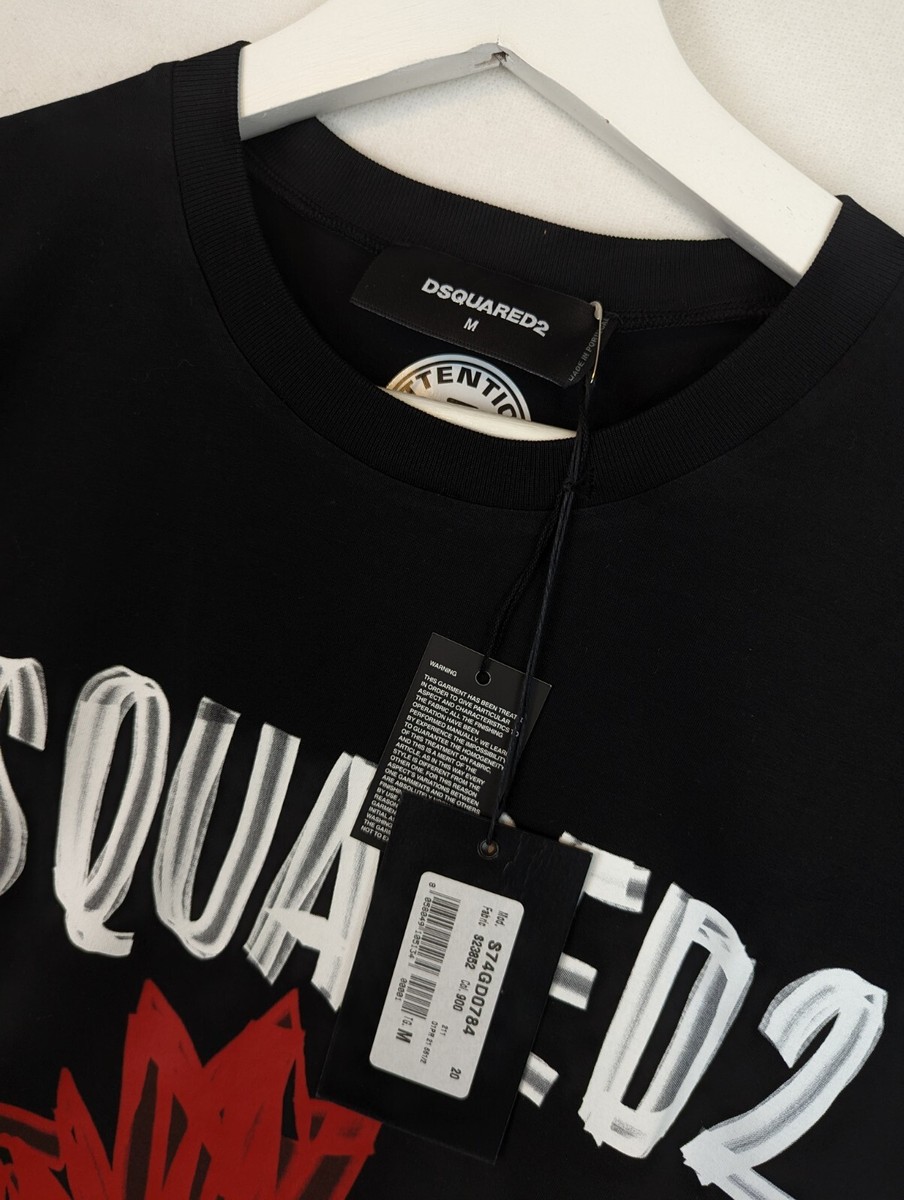 DSQUARED2 D2 T-SHIRT MENS CANADA LOGO PRINT TEE - BLACK | eBay