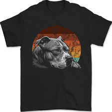 T-Shirt Da Uomo Pitbull Dog Al Tramonto 100% Cotone