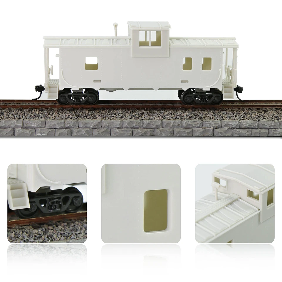 Evemodel 1pc HO Scale 1:87 Blank Unpainted Unassembled 36' Wide Vision Caboose - Image 3 of 4