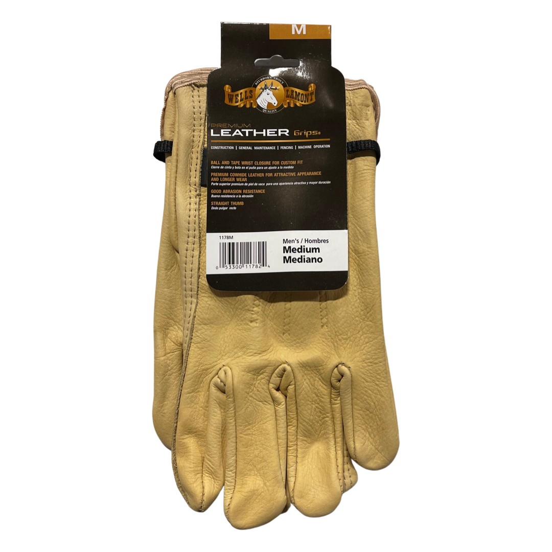 Wells Lamont Premium Cowhide Leather Driver Gloves Ball Tape Tan