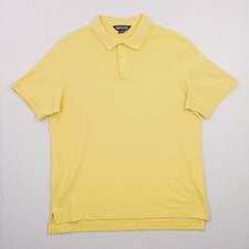Vintage Lands End Shirt Mens Large Tall Yellow USA MADE Pique Knit Preppy