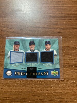 2004 Sweet Spot  Threads Triple #STTRMP Reyes Kazuo Matsui Piazza Jersey /99