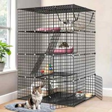 4 Tier Large Cat Cage with Hammock Cat Enclosure Catio Metal Kennels for 1-3 Cat