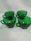 4 Vintage 30’s/40’s Anchor Hocking Fire King Emerald Green Glass Punch Cups