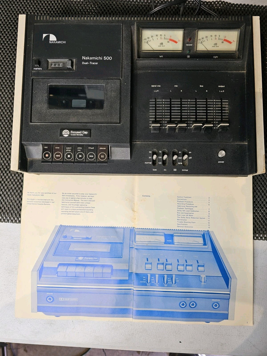Vintage Nakamichi 500 Dual TRACER Cassette Deck Player With Vintage Nakamichi 500 Dual TRACER Cassette Deck Player With