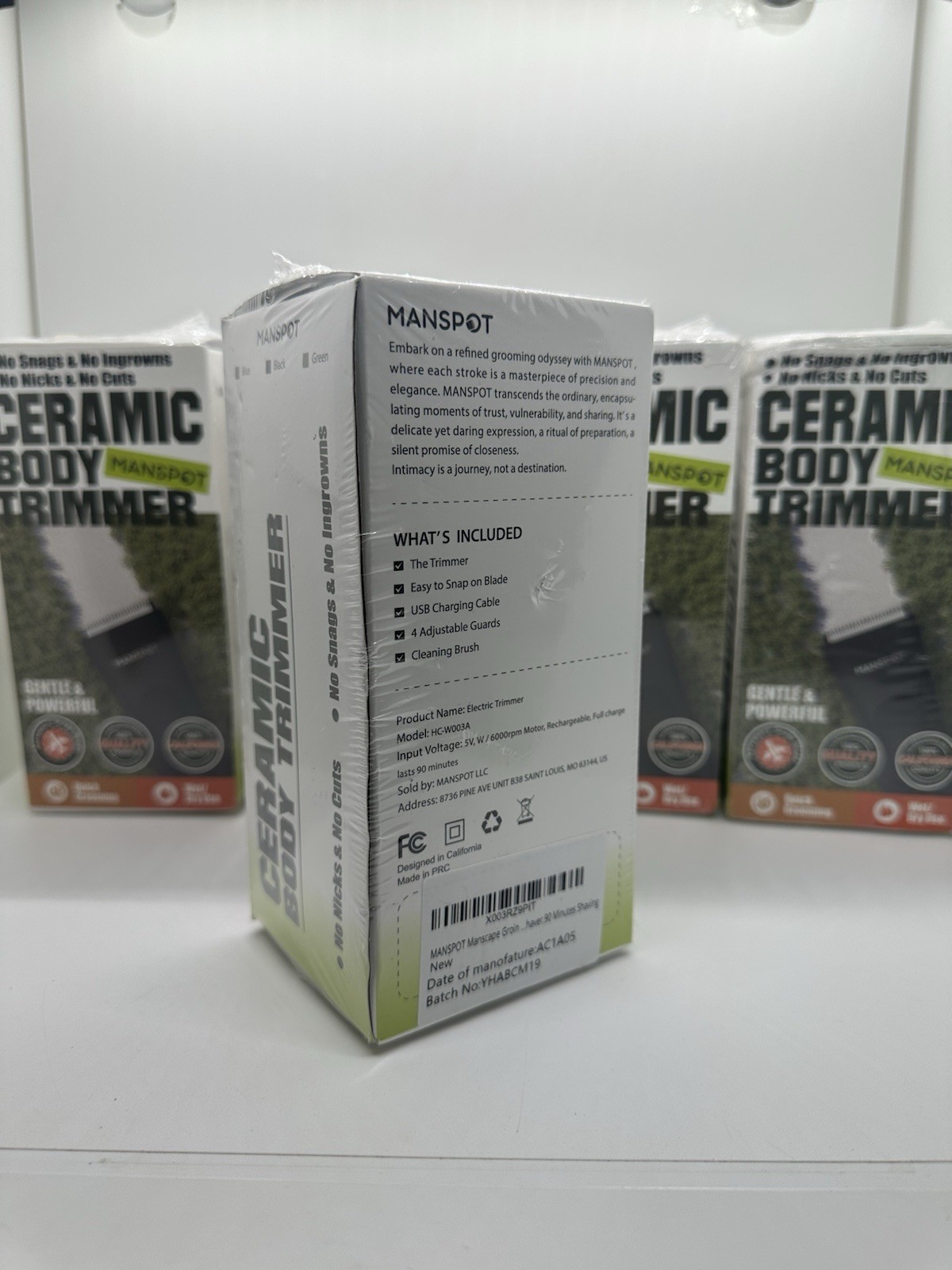 Manspot Ceramic Body Trimmer, Wet or Dry Use, Rechargeable New In Box Sealed