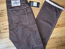  159 True Religion Cargo Pants Braun Stitch Mens Size 30W/31,5 L