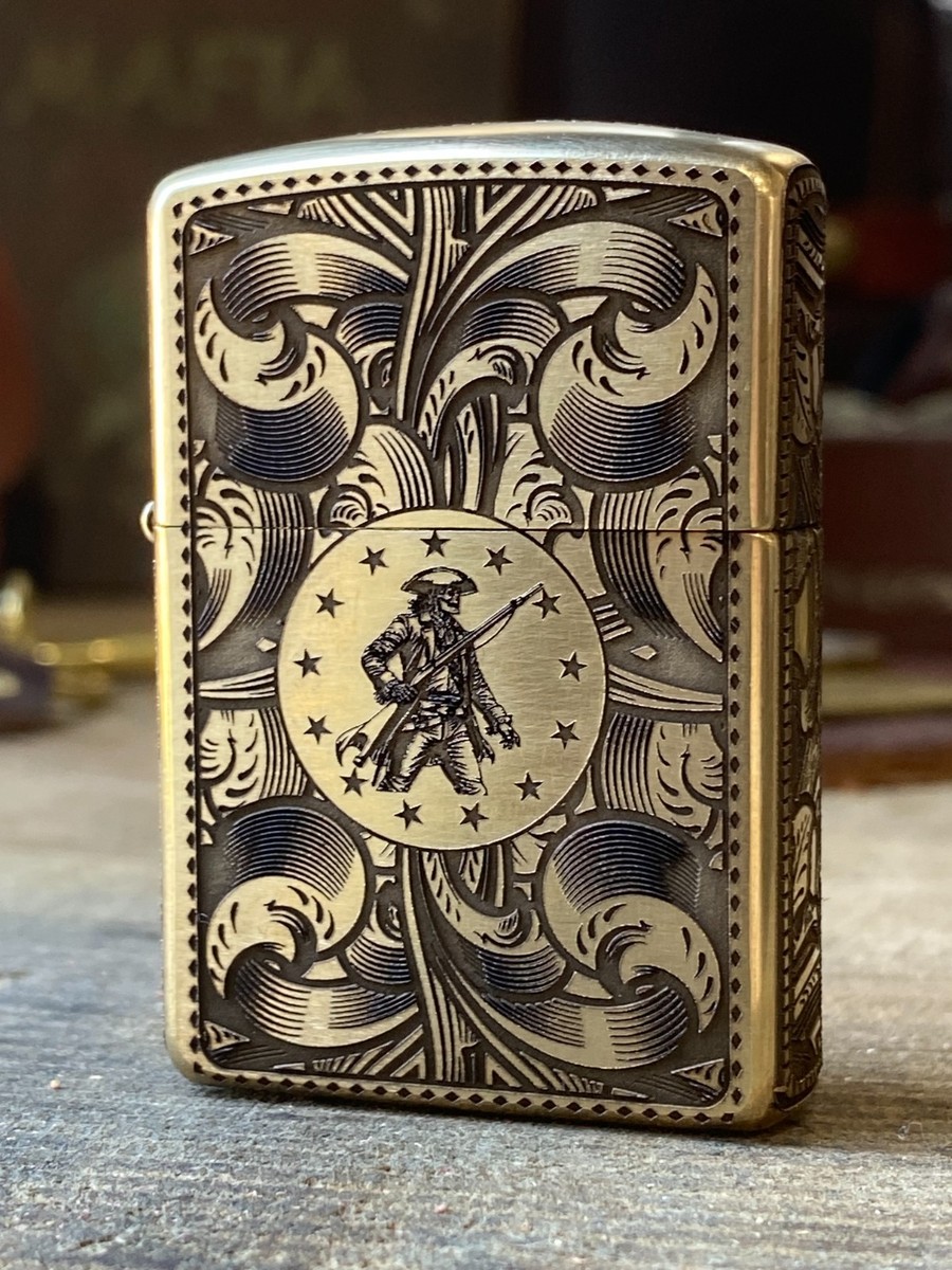 Liberty or Death | Custom Brass Armor Zippo | 5-Side Engraving