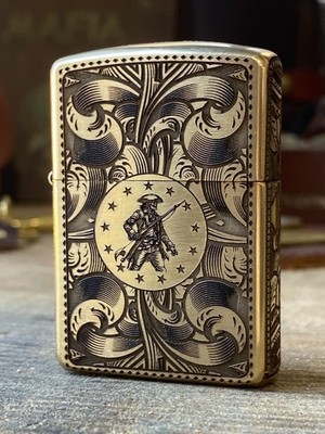 Liberty or Death | Custom Brass Armor Zippo  | 5-Side Engraving | Made in USA