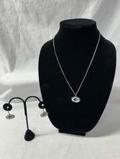 Green Bay Packers Jewelry Set Necklace Dangle Earrings Fan Gift