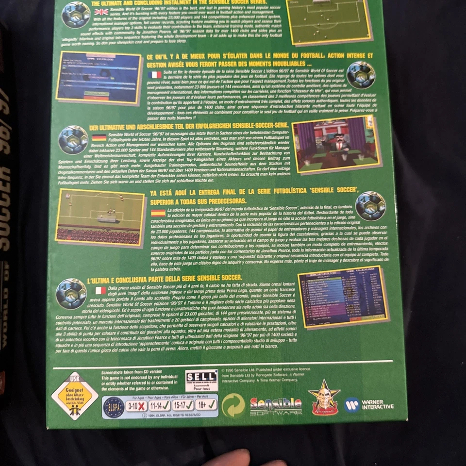 Sensible World of Soccer '96 / '97 IBM PC CD-ROM Windows 95 DOS 5.0 Big Box Game - Image 3 of 4