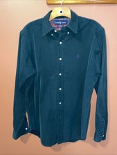 Vintage Ralph Lauren Men s Classic Fit Button Up Shirt Medium Green /Purple Pony