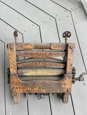 Antique Hand Crank Wood Clothes Wringer with Steel Ball Bearings
