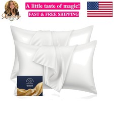 Cooling Pillowcases for Hair and Skin, Softer Than Silk  Satin Pillowcases w...