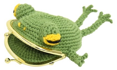 Amigurumi Crochet Kit Frog Gamaguchi Pouch Green Animal Bag Japanese Manual