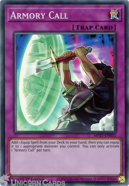 MP21-EN031 Armory Call Super Rare 1st Edition Mint YuGiOh Card