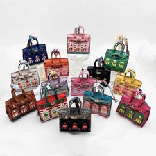 Mini Leather Handbag Keychain Coin Purse Car Bag Charm for Airpodds Xmax Gift