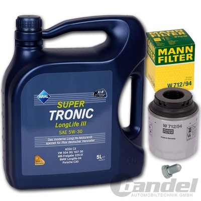 MANN FILTERSET+ARAL 5W30 ÖL für AUDI A1 A3 VW TOURAN POLO 6R PASSAT GOLF 6