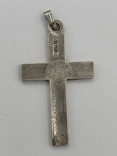 Hammered Sterling Cross Pendant 1.5 4 Grams - Picture 3 of 3