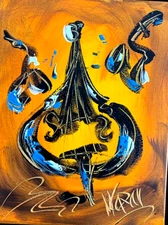 JAZZ MUSIC   MODERN PAINTING  IMPRESSIONIST CANVAS ORIGINAL OIL CANVAS 5wdy