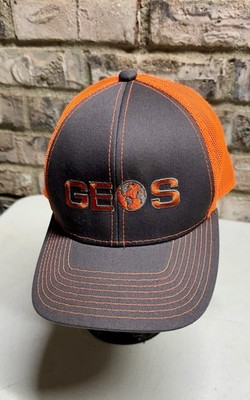 GEOS Hunting Orange & Gray Logo Mesh Rear Hook N Loop Trucker Hat Cap Ballcap