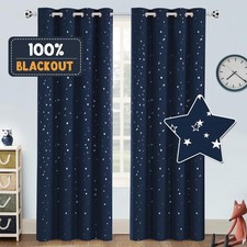 Blackout Kids Curtains for Bedroom Thermal Insulated Silver Twinkle Star Curt...