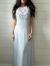 Morgan And Co Vintage Y2k Dusty Blue Prom Dress High Neckline 2000s 