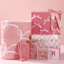 10 Pcs Christmas Pink Coquette Bow Gifts for Women Friendship Include Blanket...