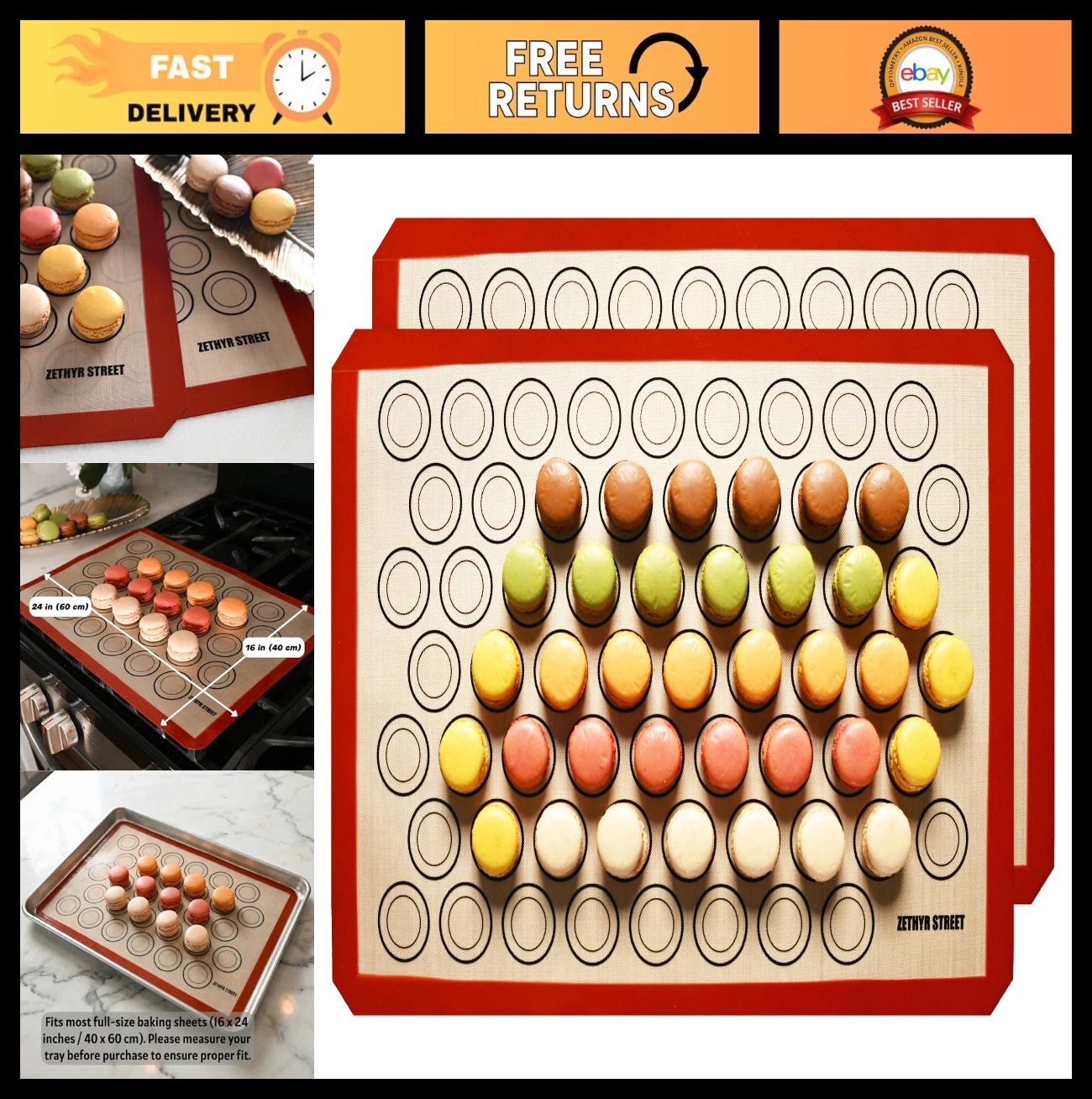 Non-Stick Silicone Baking Mats Set of 2 - 16x24 in, Dishwasher & Oven Safe, Perf
Opens in a new wind