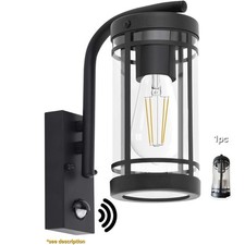 Outdoor Wall Light Motion Sensor Black Metal IP44 Weatherproof Modern Sconce E27