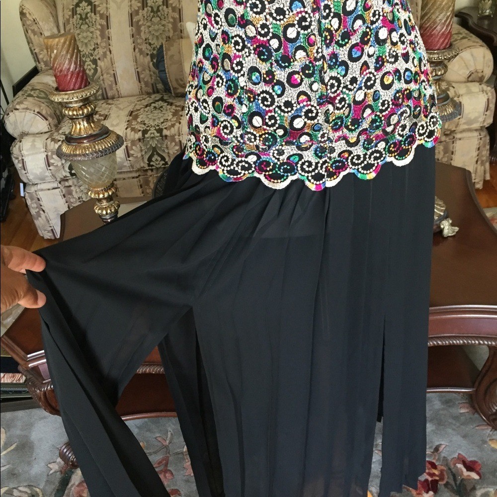 Cache Multicolor Top with attached Black Skirt Pr… - image 7