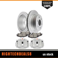 For Gmc Chevrolet Silverado 1500 Rear Brake Caliper Ceramic Pad Drill Slot Rotor