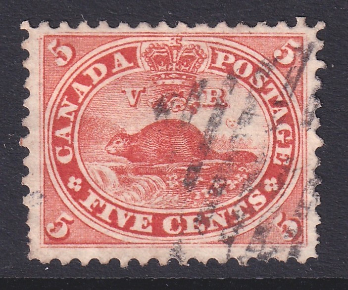 Canada sound used 1859 5 cent pale red
