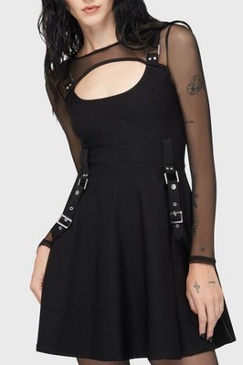 Killstar Krypt Keeper mini DressKounter Kulture Skater Dress with Mesh Sleeves