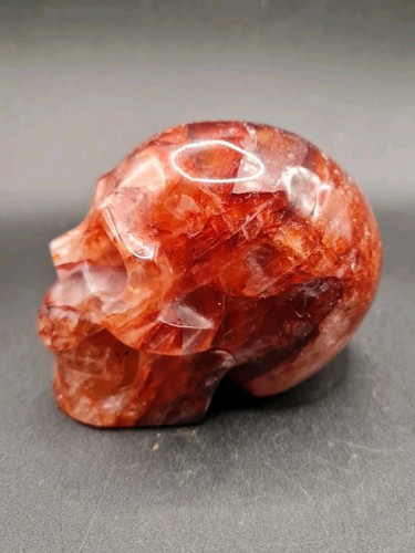 Red Fire Hematoid Quartz Crystal Skull, 609g - Picture 3 of 16