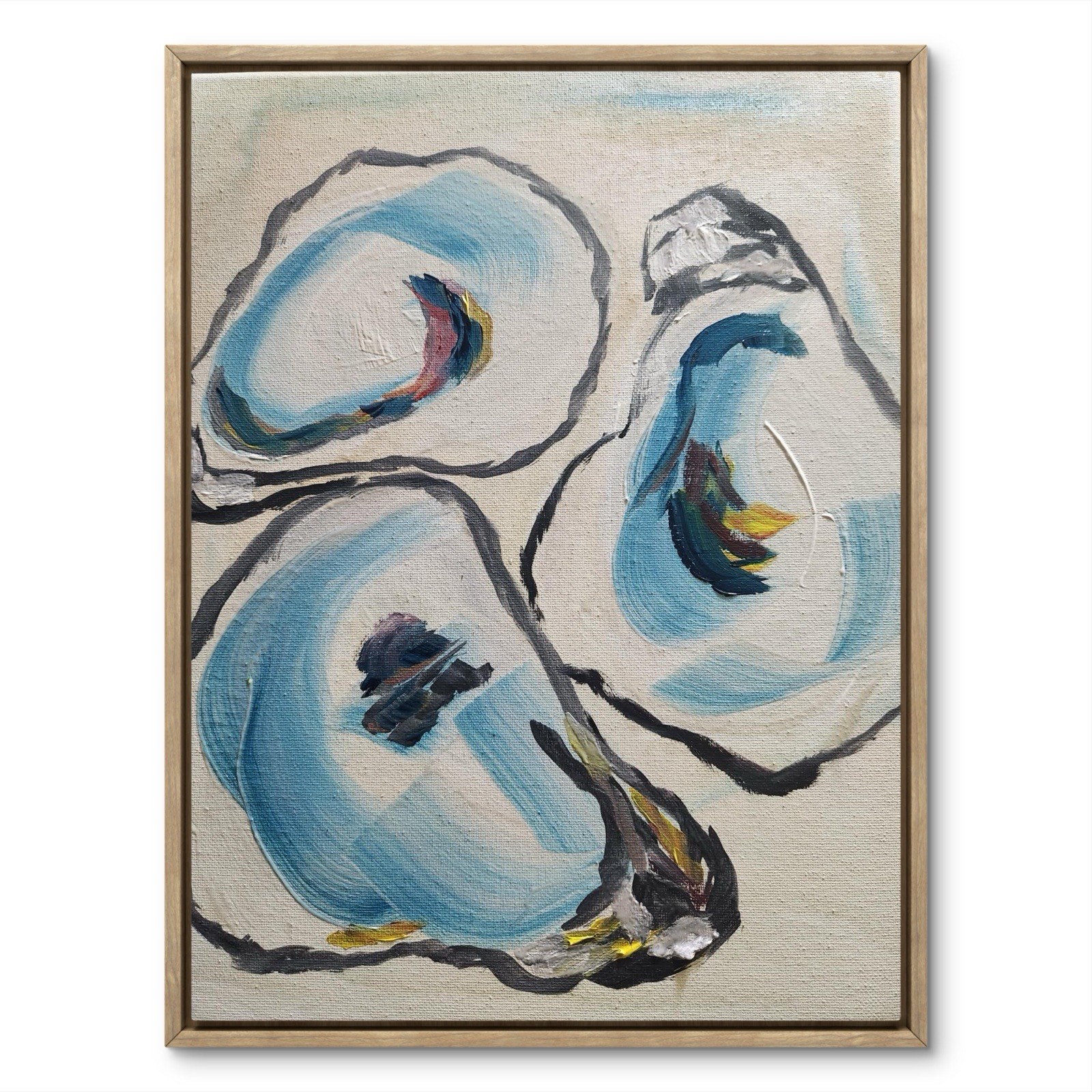 Abstract Oyster Shells Impressionistic Original Wall Art 14X11 Canvas Acrylic