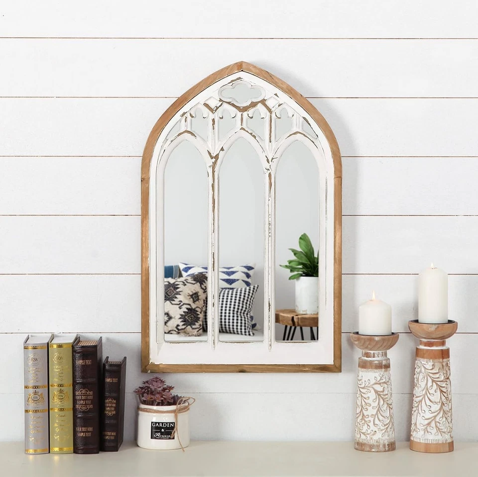 Arch Window Wall Mirror Farmhouse Cathedral Mirror Wall Decor Vintage Decorative - Image 2 of 4