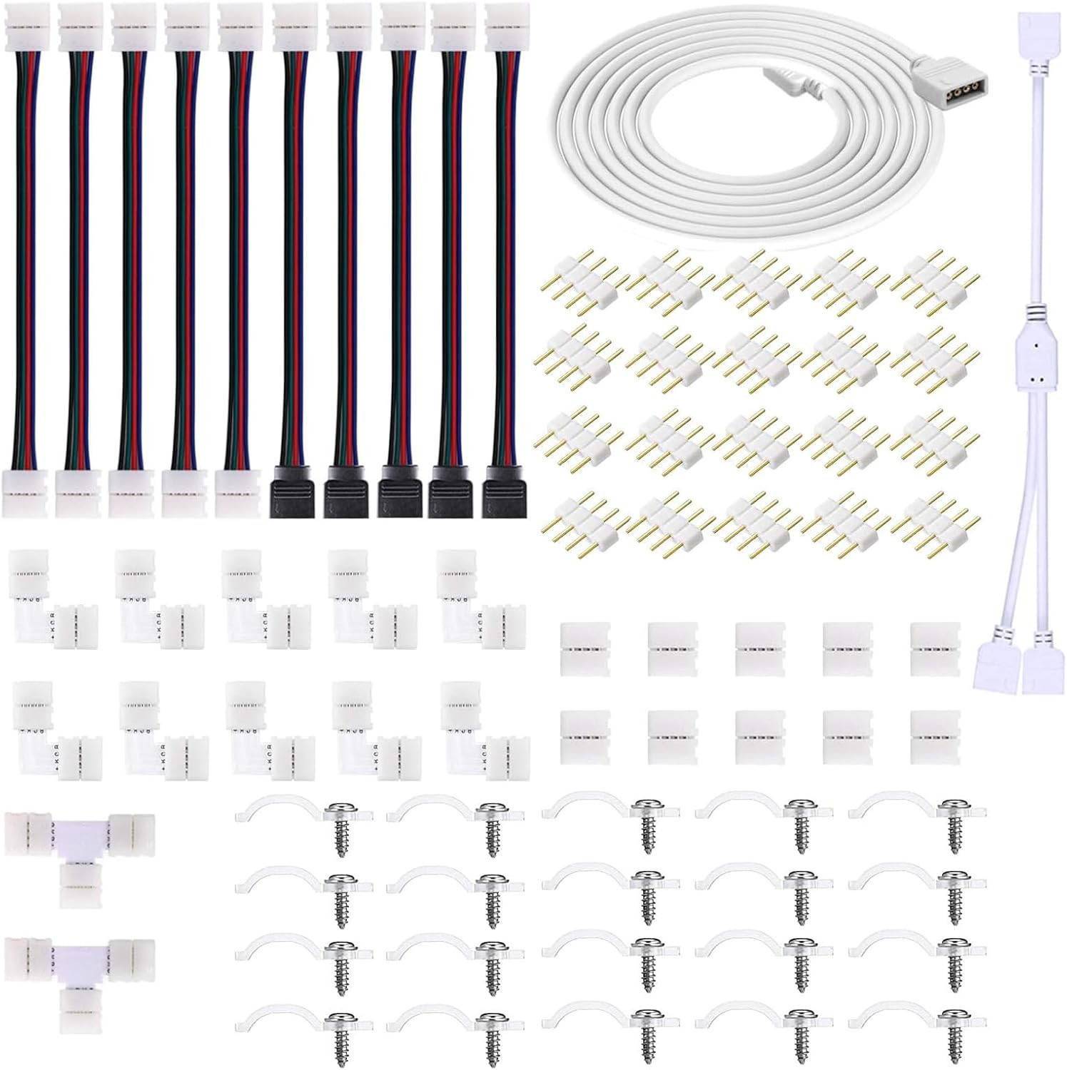 94 Pezzi Connettore Led 4 Pin Kit, Connettore per Strisce LED DIY per 5050 RGB S