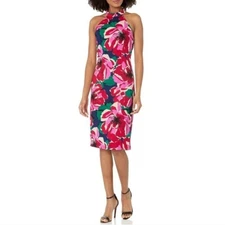 NWT's TRINA TURK Women's Size 8 Dress Floral Print Halter Neck Retail $208