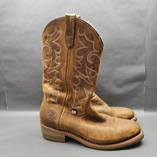 Double-H Dylan Western Work Boots Mens Size 11D Brown Leather Union Made USA