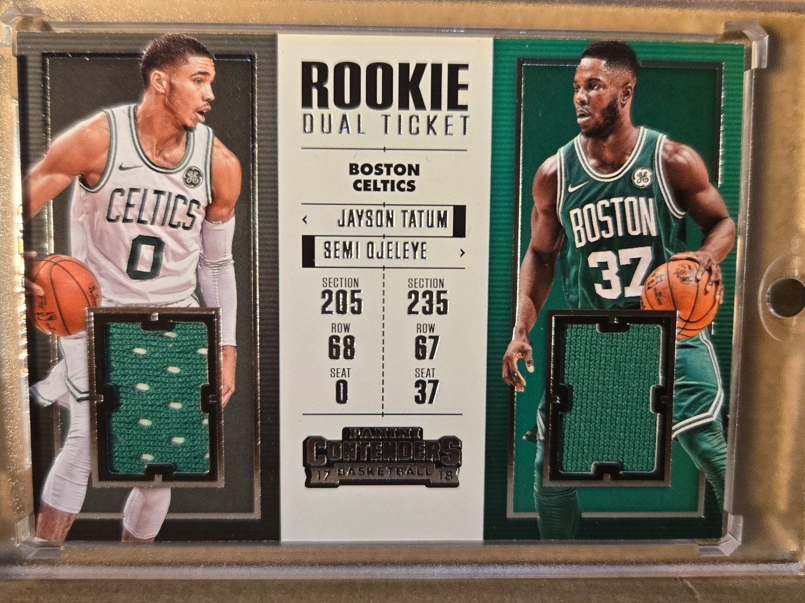 2017-18 Panini Contenders - Rookie Ticket Dual Swatches Jayson Tatum, Semi...