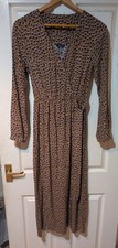 Joules Chloe Fixed Wrap Midi Dress Ladies Size UK 8 Brown  Animal Print Mocha