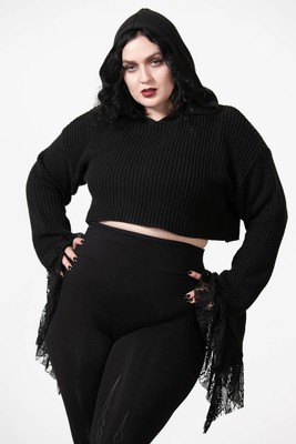 Killstar Hexe Kult Strickpullover Pullover Damen Schwarz Langarm Goth